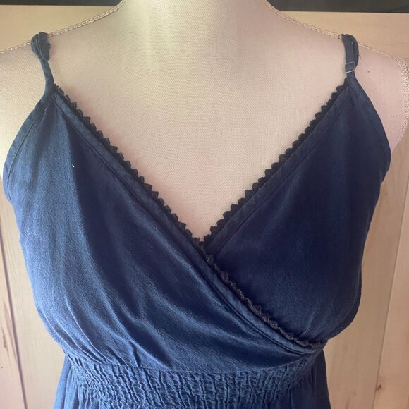 Converse One Star Navy Blue ruffle eyelet cotton sundress mini dress M Y2K boho - Picture 7 of 11